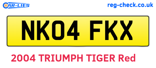 NK04FKX are the vehicle registration plates.