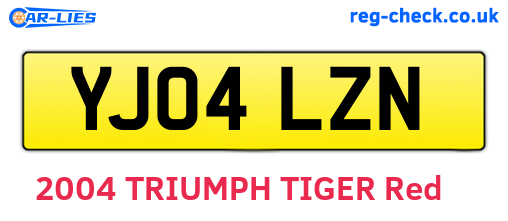 YJ04LZN are the vehicle registration plates.