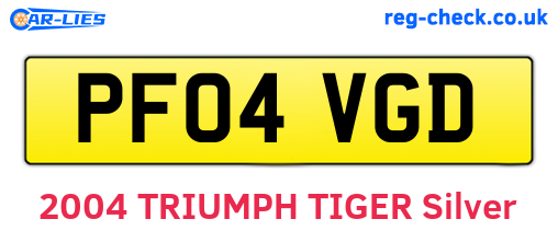 PF04VGD are the vehicle registration plates.