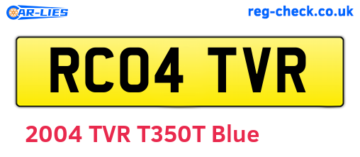 RC04TVR are the vehicle registration plates.
