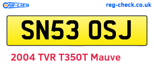 SN53OSJ are the vehicle registration plates.