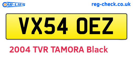 VX54OEZ are the vehicle registration plates.