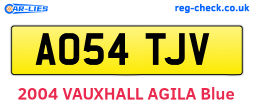 AO54TJV are the vehicle registration plates.