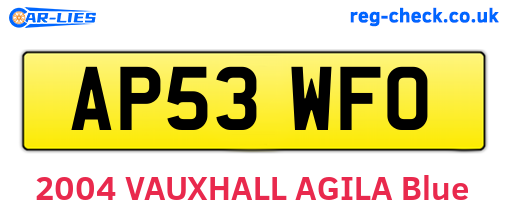 AP53WFO are the vehicle registration plates.