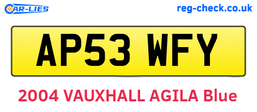 AP53WFY are the vehicle registration plates.