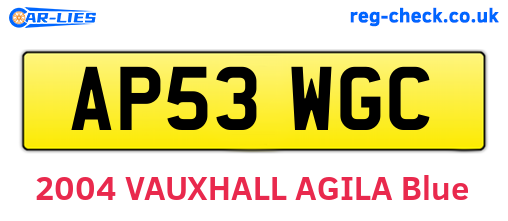 AP53WGC are the vehicle registration plates.