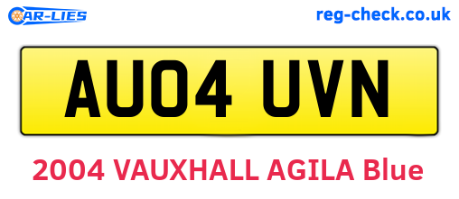 AU04UVN are the vehicle registration plates.