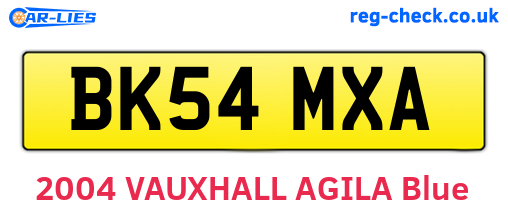 BK54MXA are the vehicle registration plates.