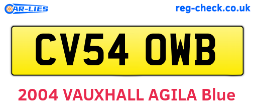CV54OWB are the vehicle registration plates.