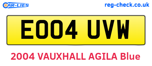 EO04UVW are the vehicle registration plates.