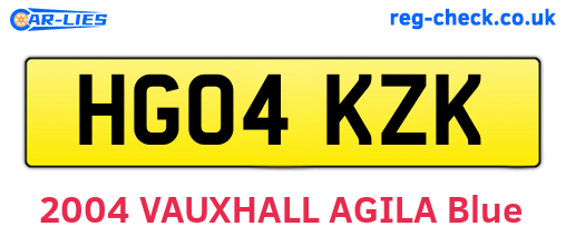 HG04KZK are the vehicle registration plates.