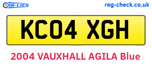 KC04XGH are the vehicle registration plates.