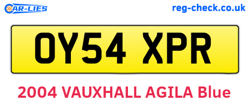 OY54XPR are the vehicle registration plates.