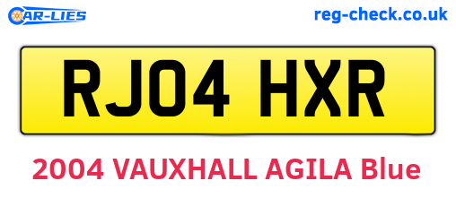RJ04HXR are the vehicle registration plates.