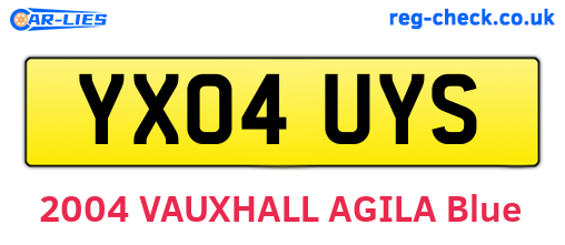 YX04UYS are the vehicle registration plates.