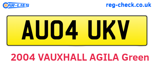 AU04UKV are the vehicle registration plates.