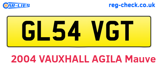 GL54VGT are the vehicle registration plates.