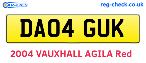DA04GUK are the vehicle registration plates.