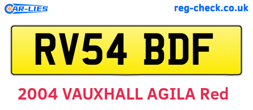 RV54BDF are the vehicle registration plates.