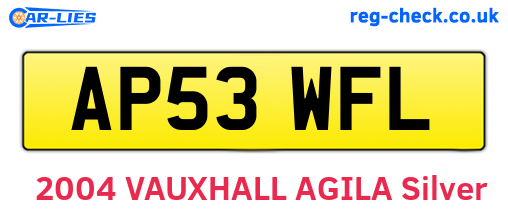 AP53WFL are the vehicle registration plates.