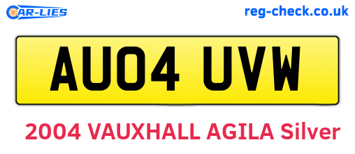 AU04UVW are the vehicle registration plates.