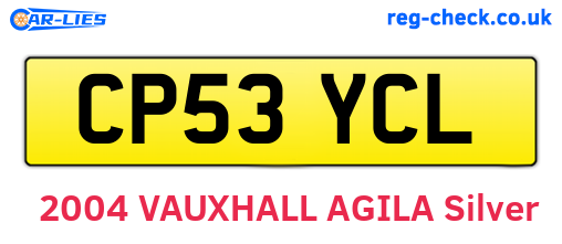 CP53YCL are the vehicle registration plates.
