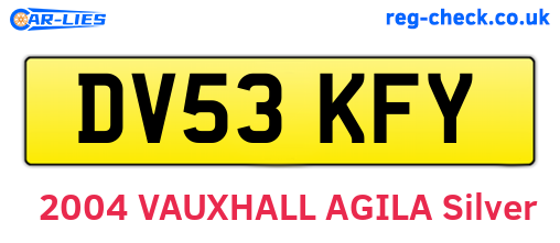 DV53KFY are the vehicle registration plates.