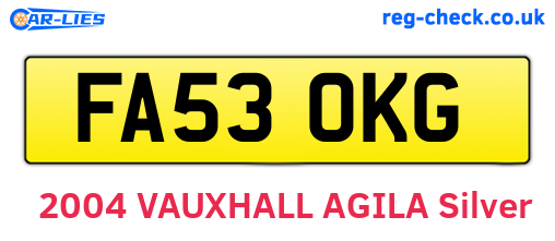 FA53OKG are the vehicle registration plates.