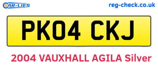 PK04CKJ are the vehicle registration plates.