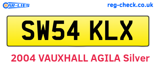 SW54KLX are the vehicle registration plates.