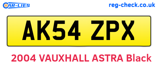 AK54ZPX are the vehicle registration plates.