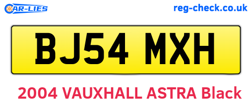 BJ54MXH are the vehicle registration plates.