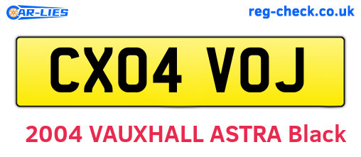 CX04VOJ are the vehicle registration plates.