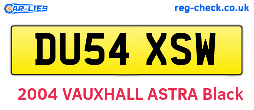 DU54XSW are the vehicle registration plates.