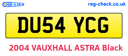 DU54YCG are the vehicle registration plates.