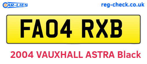 FA04RXB are the vehicle registration plates.