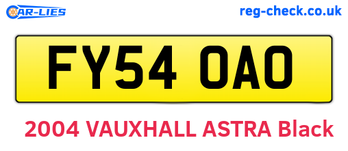 FY54OAO are the vehicle registration plates.