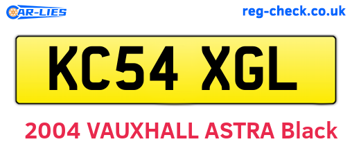 KC54XGL are the vehicle registration plates.