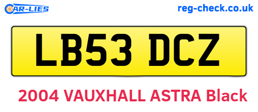 LB53DCZ are the vehicle registration plates.