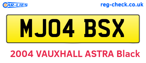 MJ04BSX are the vehicle registration plates.