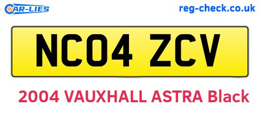NC04ZCV are the vehicle registration plates.