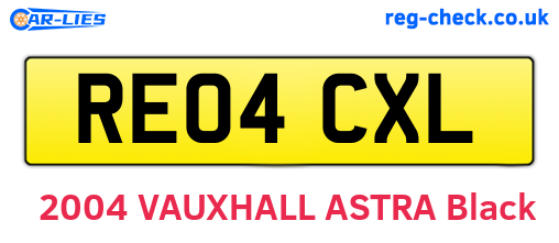 RE04CXL are the vehicle registration plates.