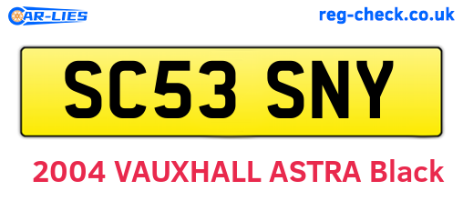 SC53SNY are the vehicle registration plates.