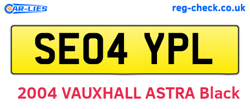 SE04YPL are the vehicle registration plates.