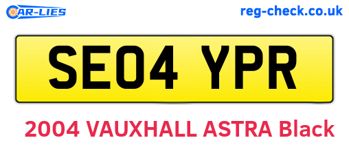 SE04YPR are the vehicle registration plates.