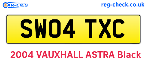 SW04TXC are the vehicle registration plates.