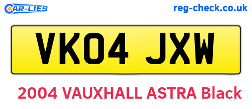 VK04JXW are the vehicle registration plates.