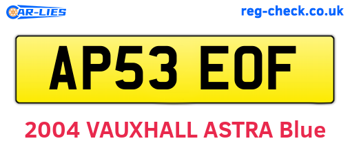 AP53EOF are the vehicle registration plates.