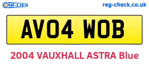 AV04WOB are the vehicle registration plates.