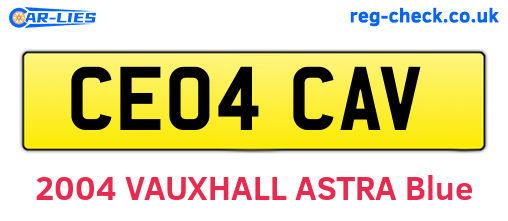 CE04CAV are the vehicle registration plates.